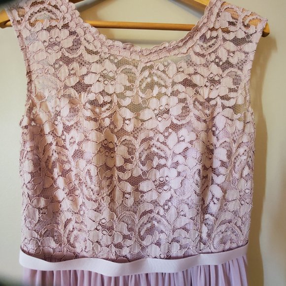 David's Bridal, Maxi Dress: Dusty Rose, lace and sheer  HEMMED - Picture 2 of 8